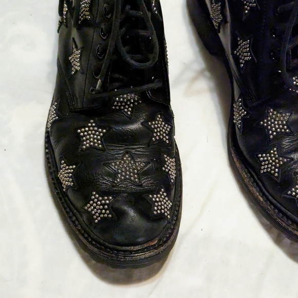 Saint Laurent Star-Studded Leather Combat Boot - Picture 4 of 8